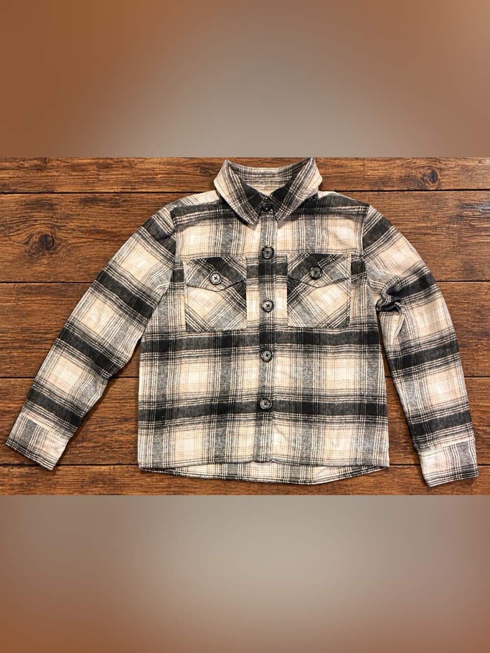BB Dakota Steve Madden Women’s Small Plaid Flannel Shacket – Black & Cream
